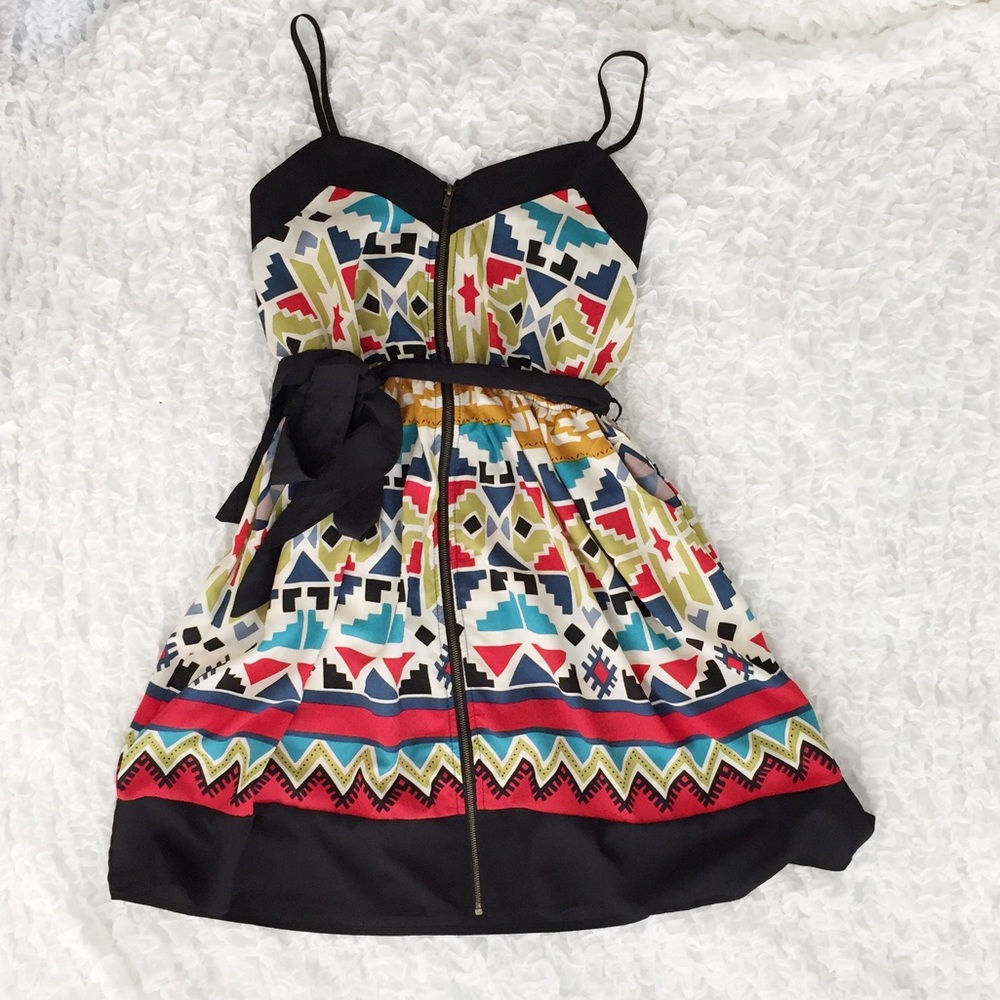 Aztec Print Zipper Dress